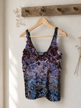 Iridescent Sequin Tank Top in Purple and Blue